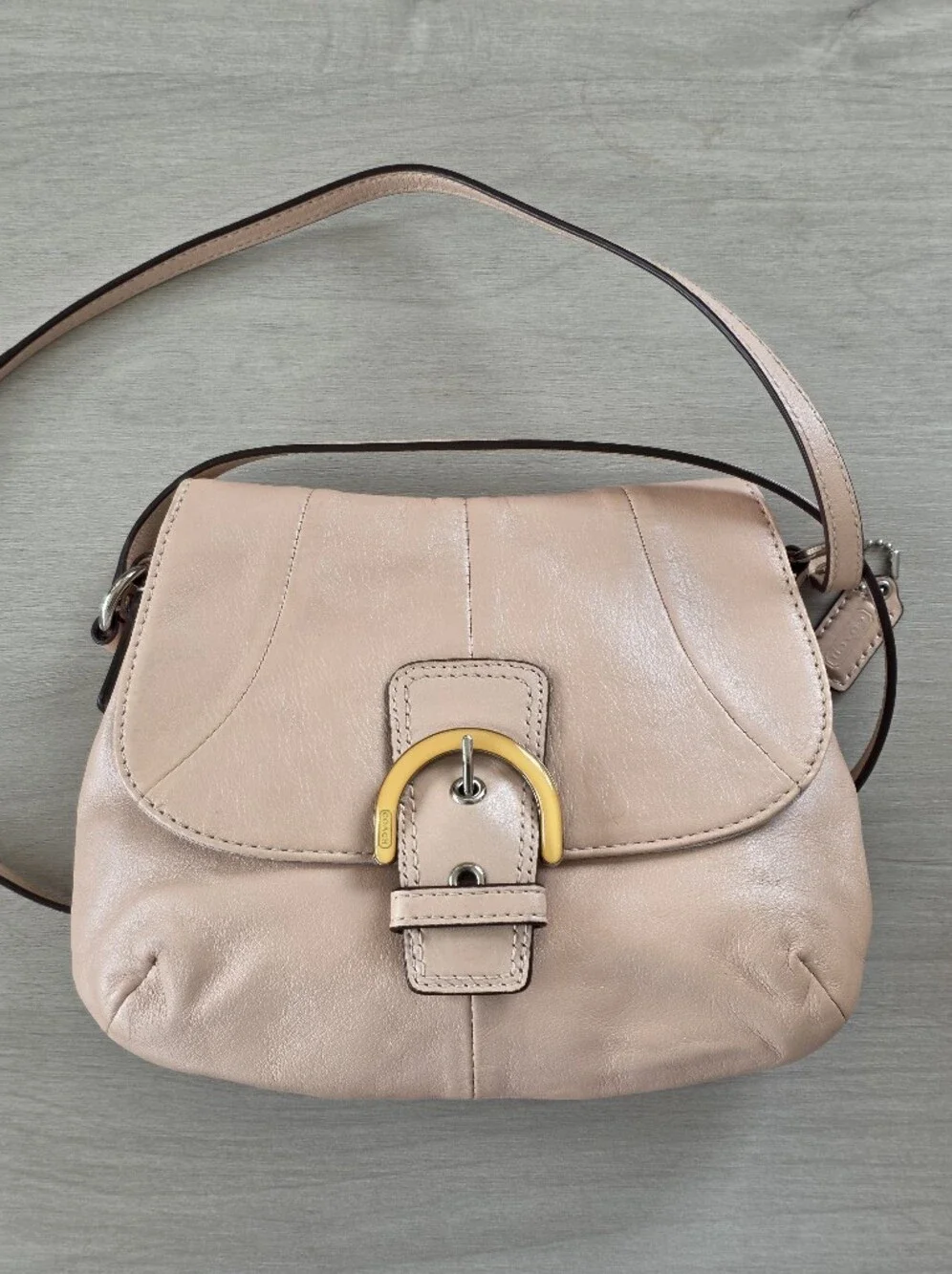 Coach Blush Pink Leather Crossbody with Gold-Tone Buckle